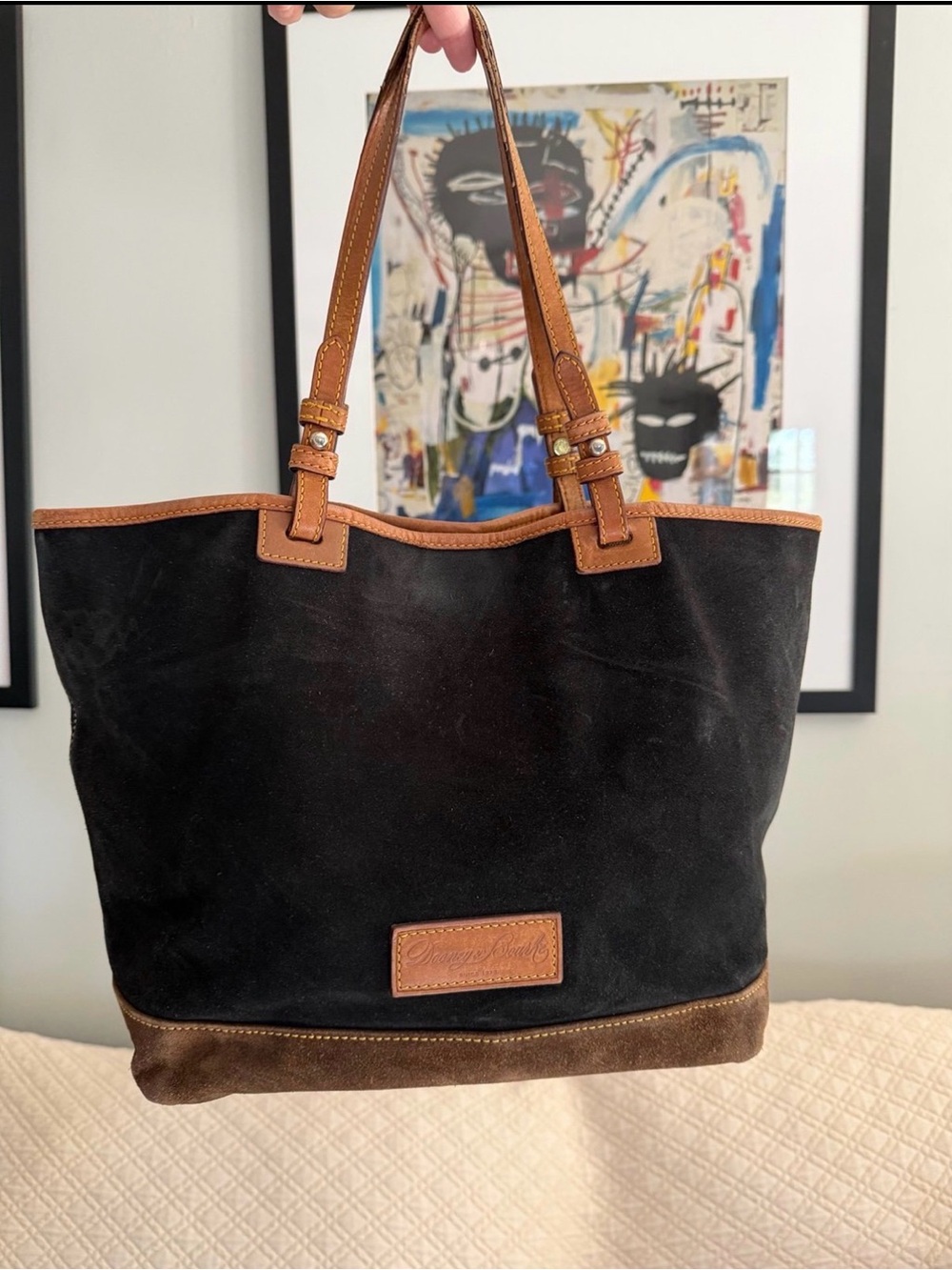 Dooney & Bourke Black/Brown Suede Tote